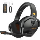 NUBWOゲーミングヘッドセットワイヤレス100時間連続使用2.4GUSB無線有線3WAY接続PS5PS4ヘッドセットマイク付きヘッドホンミュート機能付き低遅延FPSゲームヘッドセットPCスマホSWITCH(2)