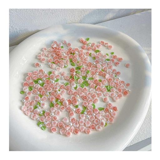 ネイルパーツローズ100個セット3D立体薔薇パール葉ネイルパーツ大きめ可愛いピンクネイルパーツネイル..