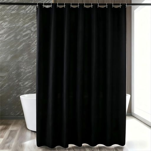 Dehomeシャワーカーテン120x180cmブラック速乾お風呂用ユニットバス目隠し防カビ防水防寒保温リング付き1枚入り