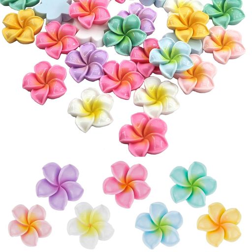 Aquafixプルメリア花7色70個セット五樹六花ネイルパーツハイビスカス粘土ビーズペンダント花イヤリング..
