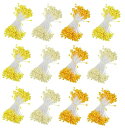 DIFEIUKIフラワーペップ約1800本入3色イエローパールペップ造花用人工花芯造花雄しべ手作り花花材アクセサリーパーツアートフラワー花芯手芸用品長さ約55m...