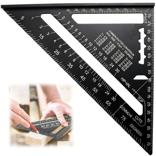 MHSKNHW三角定規木工用丸鋸定規直角定規0-90度アルミ合金多角度ツール両面目盛り分度器クリアスケール..