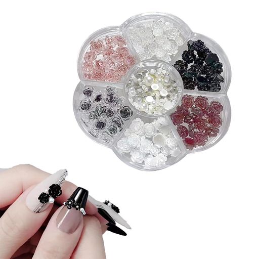 CHENLONB花ネイルパーツ約90個セット3D立体大きい可愛いお花パーツ薔薇椿バラデコパーツネイルアートハ..