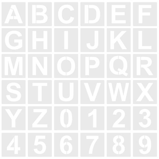EUSTACEステンシルシートアルファベット数字36枚セット製図描画テンプレート角文字レターステンシル大文字A-Zと0-9DIY絵画塗装道具看板の作成繰り返し利用7.62cm