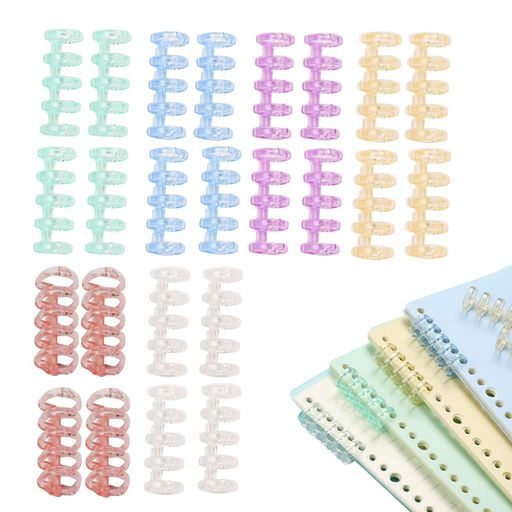 FineGoodバインダーリング24個セット5穴6色入ブックリング取り外し可能A4A5B5製本用本製作システム手帳..