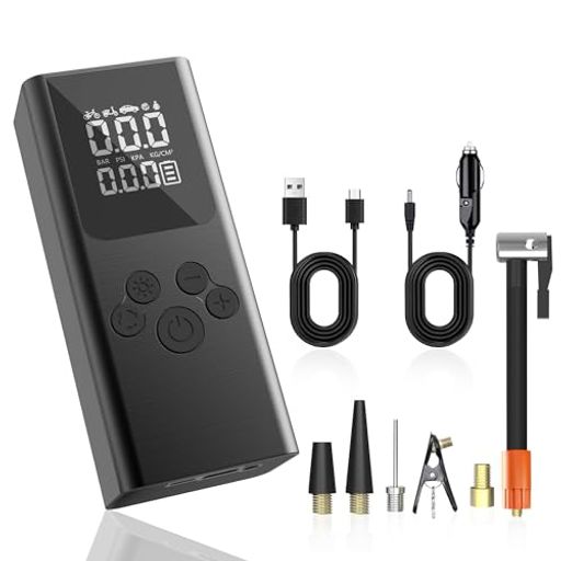 電動空気入れ充電式6000mAh車エアーポンプコードレス空気入れバイクエアコンプレッサー最大圧力150PSIType-C充電仏/英/米式バルブ対応自動車/自転車/ボール/浮き輪