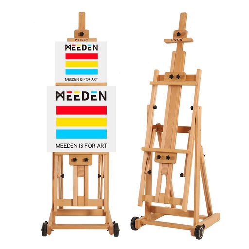 MEEDEN イーゼル ブナ木製 大型イーゼル 150-241cm 角度調節 水平絵画 移動可能 垂...