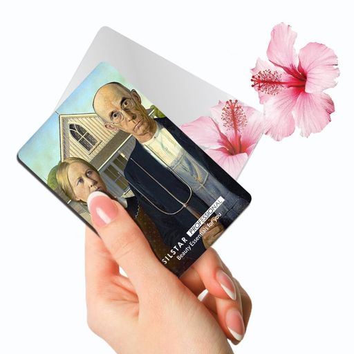 SILSTARPROFESSIONALコンパクトカードミラー、壊れないアクリルメイクアップミラー(GrantWood_AmericanGothic)156