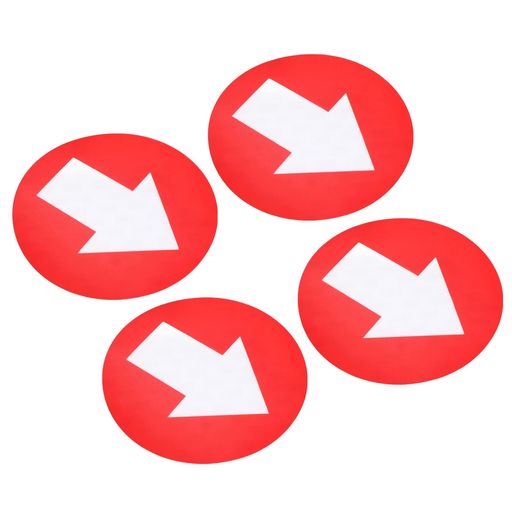 PATIKIL矢印ステッカー矢印シール150mm4個ラウンドレッドエントリーシンボルホワイト矢印付きスーパー..