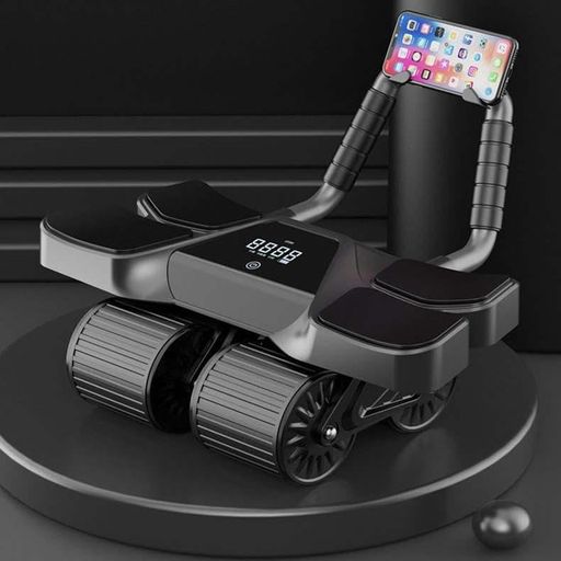 腹筋ローラーアブローラー四輪【LCDディスプレイ自動スプリングバック】腹筋ローラー静音type-c充電スマホスタンド付き膝マット付き組立簡単腹筋マシーン腹筋マットアブローラートレー…(4)