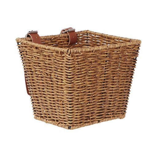 AVASTAミニサイズ自転車前かご折りたたみミニペロキッズバイク対応ハンドルバーベルト付け防水形崩れにくい茶色