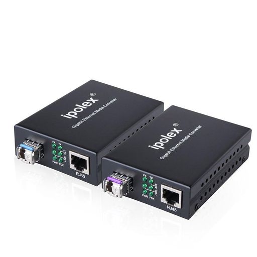 ipolex光回線メディアコンバーター一対シンプレックスシングルモードSFPモジュール付属(1310/1550nm20k..