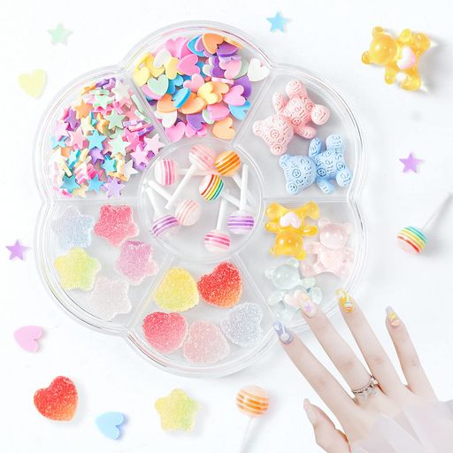 Annhuaネイルパーツ3D初心者ネイルアートパーツ自宅DIYデコパーツネイル装飾ハート&星卸売ネイルオーナ..