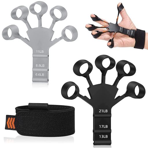 2個フィンガーグリッパーフィンガーエクササイザーギターフィンガーエクササイザー6つの抵抗レベル回復用具患者用ハンドストレングサー