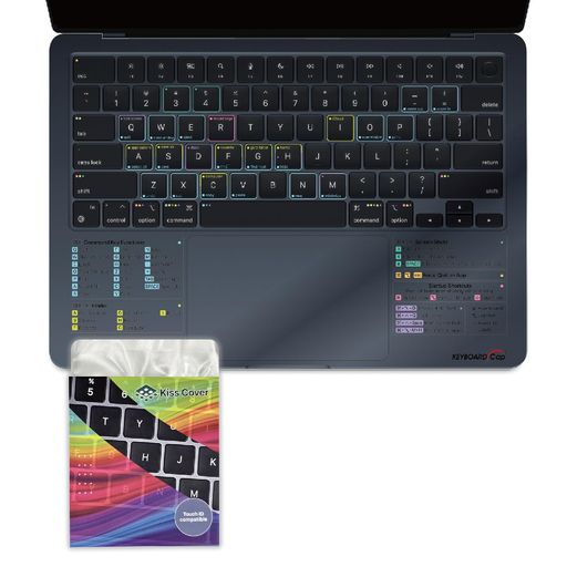 KissCover超薄型フルキーボードカバープリントショートカットキー付き、競合他社より4倍薄く、TouchID..