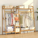 OHBIENOHBIENハンガーラック木製幅130x奥行40x高さ140CM丈夫洋服収納大容量コート収納付き組立簡単台形安定した構造マルチフックデザイン衣類収納...