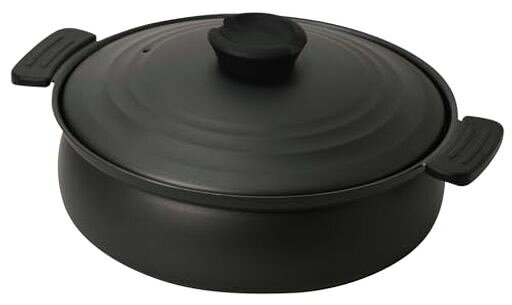 パール金属 軽量 土鍋風卓上鍋 26cm IH対応 ふっ素加工 ブラック HC-466