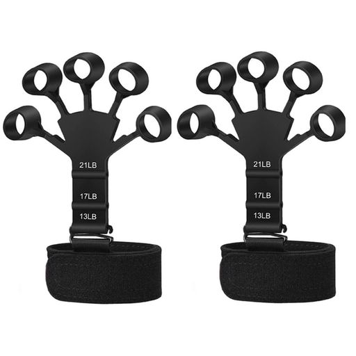 フィンガーパワー2個セットフィンガートレーナー強度調節可能握力トレーナーパワーグリップ握力訓練ストレス解消使用簡単グリップ鍛錬握力トレーニング(ブラック)