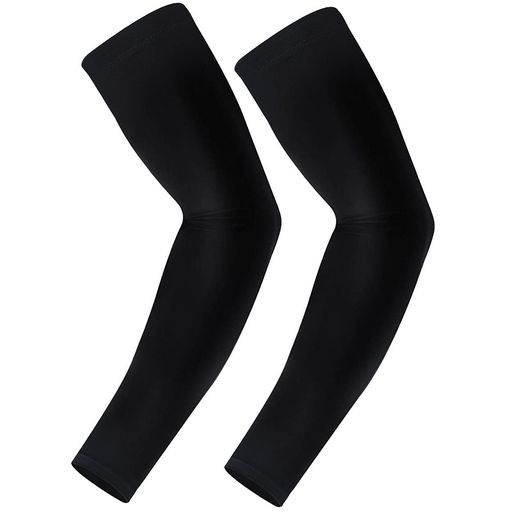 [Makitsu]アームカバー腕カバー無地冷感吸汗速乾サラサラ滑り止めシリコン付きUVカットUPF50+日焼け防止アームカバースポーツ活動用男女兼用両腕2枚入り(ブラックS)