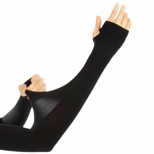 [BOJIDO]アイスシルクアームカバー男女兼用UPF50+UVカット99%夏用ロング丈指穴付きずれないフィット設計吸汗速乾・通気伸縮性良好天然素材防虫加工自転車ランニング運転などアウトドア全…