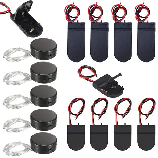 GTIWUNG15個1x3V/2x3VCR2032セルボタンケース電池ホルダースイッチ付き2ワイヤオン/オフスイッチ