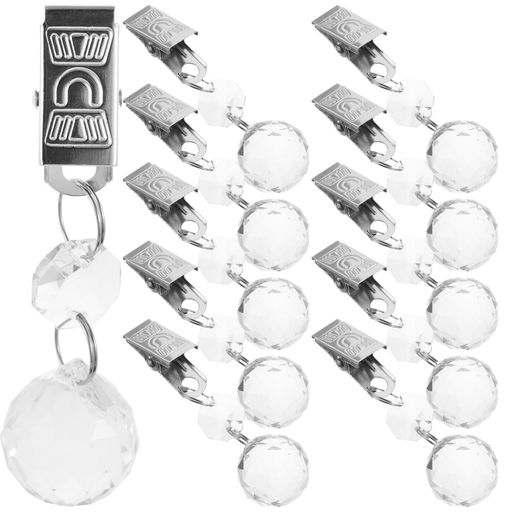 OUNONAテーブルクロスクリップ重りウェイトテーブルマット止めずれ防止滑り止めクリスタルペンダント透明おしゃれ12個セット金属クリップ付き屋外防风キャンプアウトドアパーティーテ…