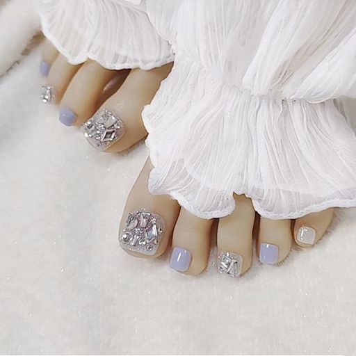 SEMTIMネイルチップ足24枚入り親指ネイルシール足つけ爪繰り返し使えるジェルネイルチップサマーネイル夏結婚式成人式足用ネイル簡単剥がせるフット用Y69