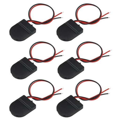 YFUSET6個シングルCR20323Vコイン電池ボックスブラックバッテリーボックス2本のワイヤーとスイッチデザインフラップカバー付き