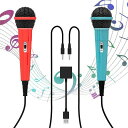 ElnicecSwitch用カラオケマイク【2025年NEWモデル・2本セット】2.0USB高集音力有線マイク2人同時に歌える軽量単一指向性低ノイズ接続簡単3mの強靭なケーブルSwitch/Switch