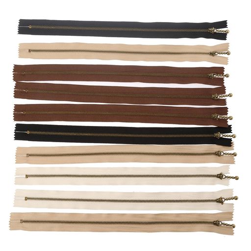 10本入りファスナージッパー玉付き手芸修理バッグズボン靴ブーツドレスポーチ枕用衣類DIYハンドメイド..