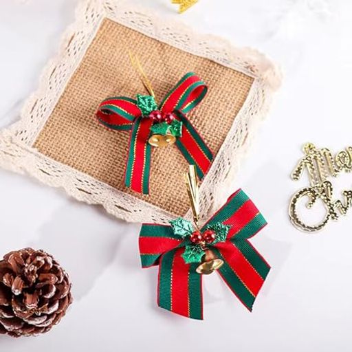 クリスマスリボン20個セットかわいい蝶結びベル付き蝶結び鈴付き飾りクリスマス鈴クリスマスパーティー..