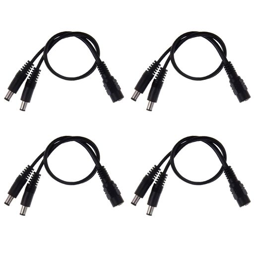 DC電源ケーブル4個セット長さ30cmブラック2分岐ケーブル外径5.5mm内径2.1mm防犯カメラ/LED照明/CCTV対..