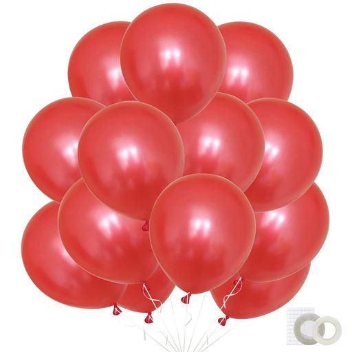 BTZOバルーンゴム風船飾り付け50個入10インチ丸ラテックスメタリックパールパステルカラー飾り誕生日結婚式イベント開店パーティー運動会お祭りバルーンアートレッド