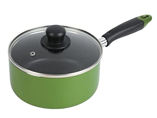 Pans - パール金属ワコートレーディング片手鍋18cmガラス蓋付ふっ素加工IH対応グリーンニューフォアHB-8597