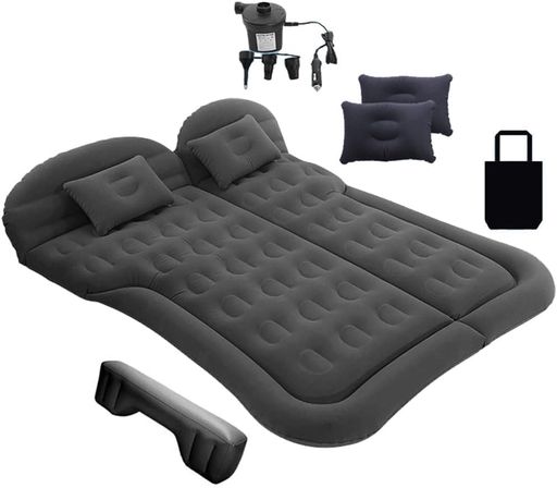 車中泊マット車載エアーベッドエアーマット車用品車中泊便利グッズキャンプ用品アウトドア電気ポンプ枕つき独立クッション自宅用旅行用車用収納袋付きSUVMPV車後部座席用ブラクラ