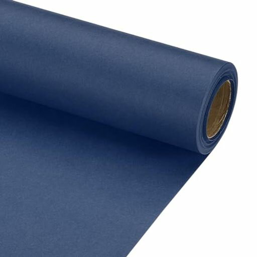 PATIKILラッピングペーパー、17”x300”(25’)70GSMクラフトペーパーロールクラフト包装用紙ポスター掲示板、ギフト包装、ネイビーブルー