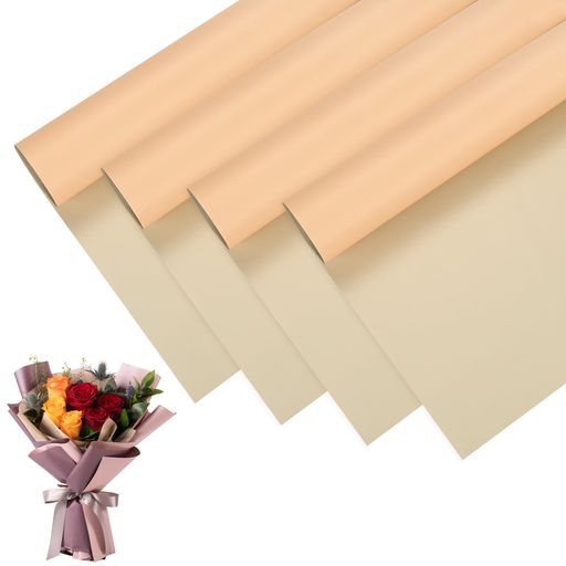 MMETERXITY20シートの花束用ラッピングペーパー23インチの両面ダークブラウン&オレンジBOPP防水フラワーラッピングペーパーウェディング/パーティー/...