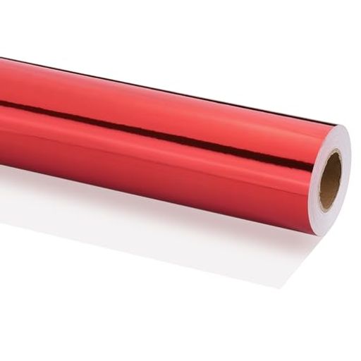 PATIKILメタリックラッピングペーパー14”x800”(65.6フィート)120GSM箔紙ロール包装用紙クリスマスウェディング誕生日用レッド