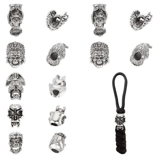 UNICRAFTALE20個チベットスタイルスカルヨーロピアンビーズアンティークシルバーメタルスケルトンビーズラージホールビーズルーススペーサービーズジュエリーメイキングホール用5-6mm