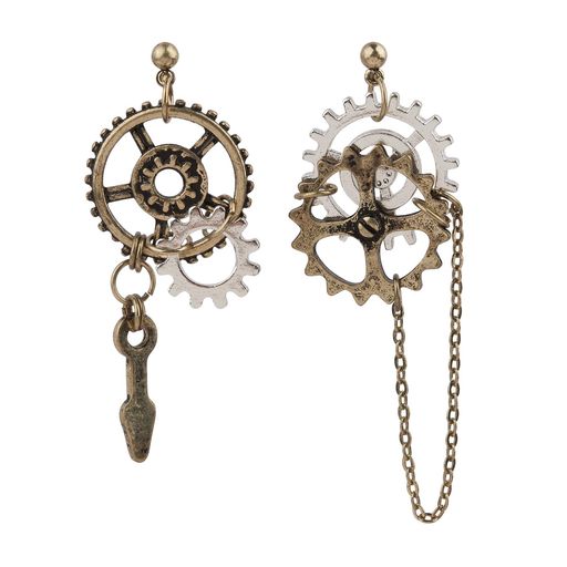 ピアス個性かっこいいパンクアンティークレトロおもしろ面白いギア歯車レディースメンズ(デザインC)
