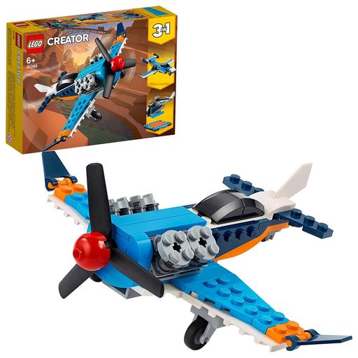 まずは、プロペラ飛行機と着陸パッドが組み立てられます。3IN1モデルなので、プロペラ飛行機は、ジェット機やヘリコプターに組み替えることもできます。創造的な組み立てやごっこ遊びが楽しめるセットで、ギフトにもぴったりです。 どんな空の冒険が待ち構えているかな。お子さまは、プロペラ飛行機でレースをしたり、強力なジェット機で空をクルーズしたり、自在に飛べるヘリコプターで冒険したり、またはオリジナルの作品を組み立てたりと、創造性や組み立てる能力を育みながら遊べます。 1つのセットで、3つのモデルが楽しめる。レゴクリエイター(3IN1)のプロペラ飛行機(31099)です。他のセットと組み合わせても楽しく遊べます。お子さまは、組み立ての腕を上げながら楽しめます。 組み立て遊びが好きなら、このセットに夢中になります。クラシックなプロペラ飛行機、カッコいいジェット機、楽しいヘリコプターに組み替えられるこのセットは、クリスマスやお誕生日に限らず、プレゼントにもぴったりです(対象年齢:6才以上)。 準備はOK。