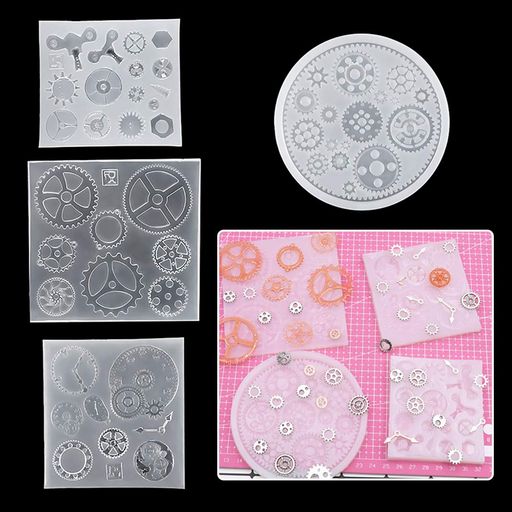 DIYBravoシリコンモールド歯車ギア形時計ホイール4セット43種類手作りエポキシ樹脂UVレジン手芸用品ペ..