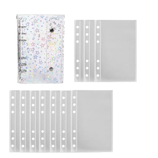 システム手帳台紙クリアA6バインダーミニ6穴手帳ポケットサイズ女の子スケジュール帳メモ帳カード収納星柄タイププリクラ帳コレクトブック日記帳ギフトリフィル10枚入...