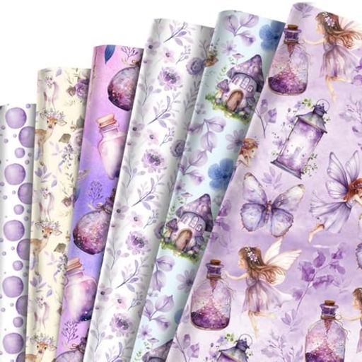 siawadeky包装紙ラッピングペーパー12枚セット大判蝶精霊花可愛い柄厚手大判破れにくいお祝いクリスマス新年お正月誕生日パーティープレゼント包装ペーパーDI...