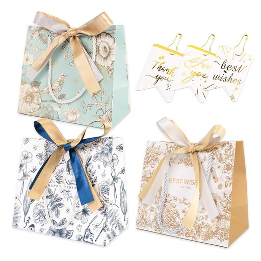 ラッピング袋プレゼント手提げ袋【2サイズx14パターン·サンクスタグ9枚付き·多用途】紙袋ギフトプレゼ..