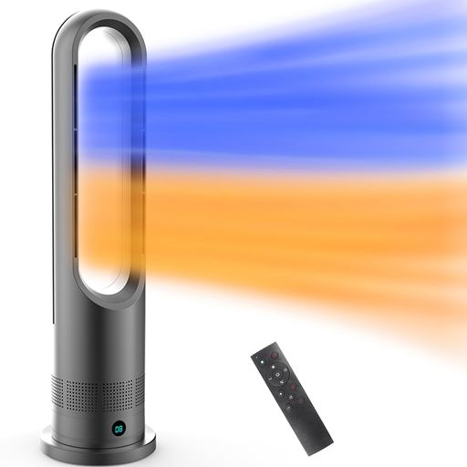 Other - 【新進化モデル・冷暖兼用】セラミックヒーター暖房器具省エネ電気3段階温風&8段階送風DCモーター100°首振り9hタイマーリモコン付き強風&微風&静音モード大風量速暖羽根なし扇風機転倒&…