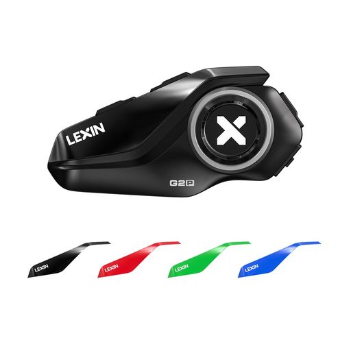 LEXING2PバイクインカムBluetooth5.1最大6台接続1000m通話バイク用インカムFMラジオDSP/CVCノイズ低減800mAh長時間バッテリーIP67防水交換カバー付き40mmスピーカー技適認証