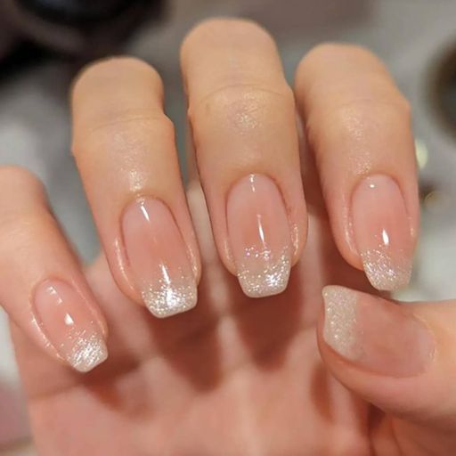 BHIDENAW ネイルチップ ショート 24枚入 人気 和風 かわいい シンプル おしゃれ 成人式 結婚式 パーティー 日常生活に使用できます 花嫁ネイル 光沢 つけ爪 両面テープ ウッドスティック ネ…
