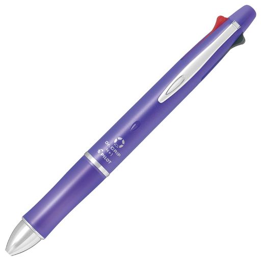 書き出しから、濃くなめらかに書けるドクターグリップ 【機能】シャープ + 油性ボールペン(黒・赤・青・緑) 【芯径】0.5mm 【ボール径】0.5mm極細 【サイズ】最大Φ14.1mmx全長148mm 【方式】スライドレバー式