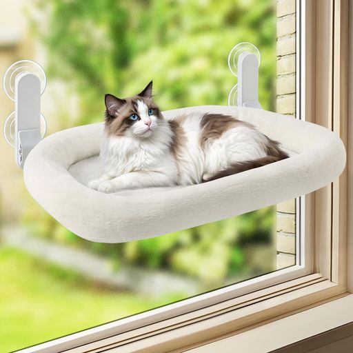GUUSIIHOME折畳み式ねこハンモックねこベッドクッション曲線パイプ2025年新デザイン吸盤猫窓用ハンモック猫窓吸盤式ペットベッドねこネコ窓際マット通気メッシュ日光浴洗える猫用耐荷重…